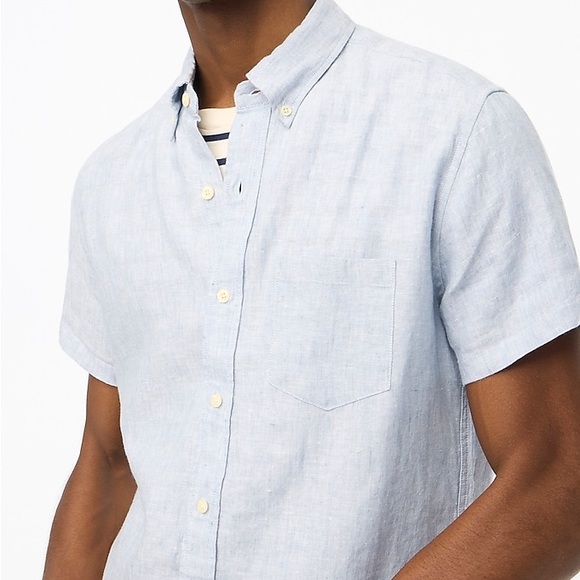 NWT / J.crew Factory Short-sleeve slim linen-blend shirt /B004 - Picture 7 of 7